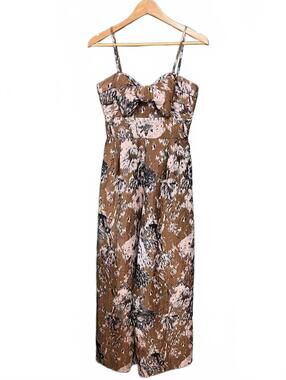 Petersyn Anthropologie Jacquard Jumpsuit Floral Boho Wide Leg One Piece Size S